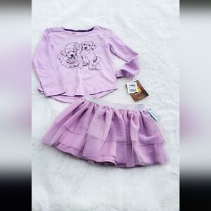 Purple Dog Print Top and Skirt Set Size 2T